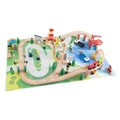 Toy Time Wooden Train Set with Play Mat Includes Deluxe Wood Tracks, Train Cars, Boats, Accessories for Kids 445769FVS